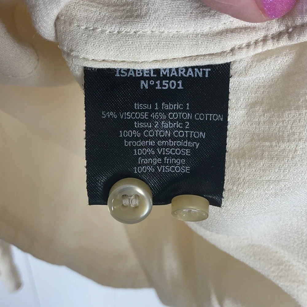 Isabel Marant Etoile Women's Creme Tunic Boho Shift Embroidered Dress Size EU 40 - Picture 9 of 9